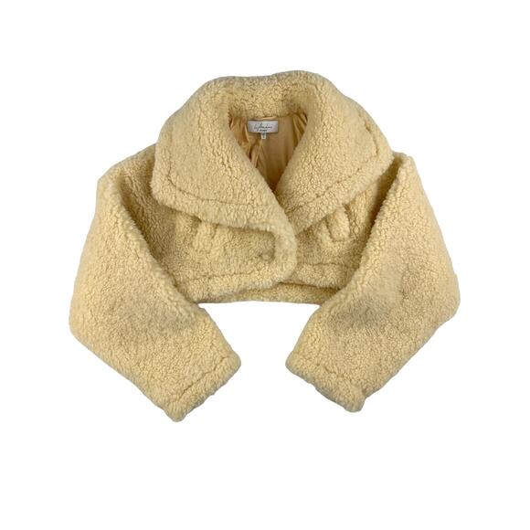 L’Acadamie - Peyton Cropped Sherpa Jacket in Wheat - Picture 1 of 5